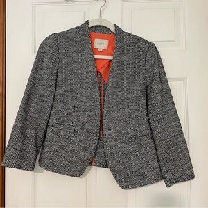 LOFT Women's Textured Black and White Blazer